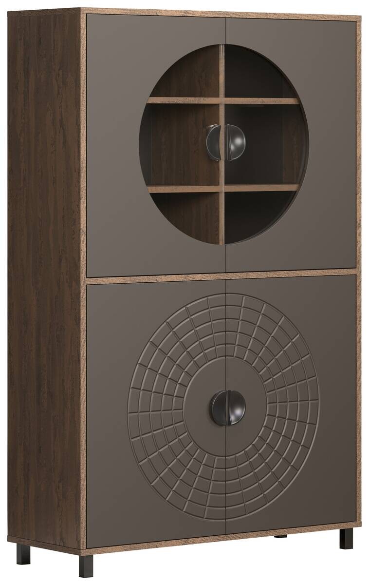 Highboardvitrine Fusion Eiche dunkel Nachbildung bronze Optik B/H/T: ca. 97x163x42 cm