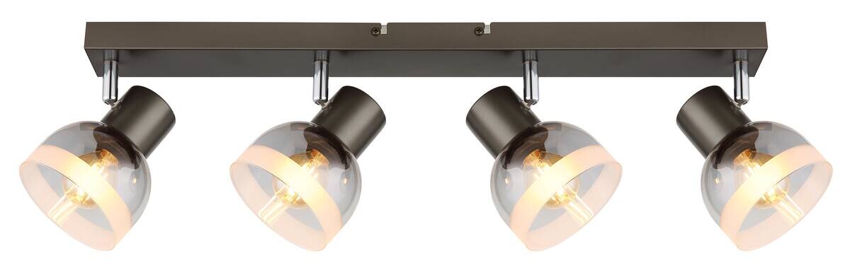 GLOBO Spot schwarz Rauch Glas Metall B/H/L: ca. 10x14x56 cm E14 4 Brennstellen