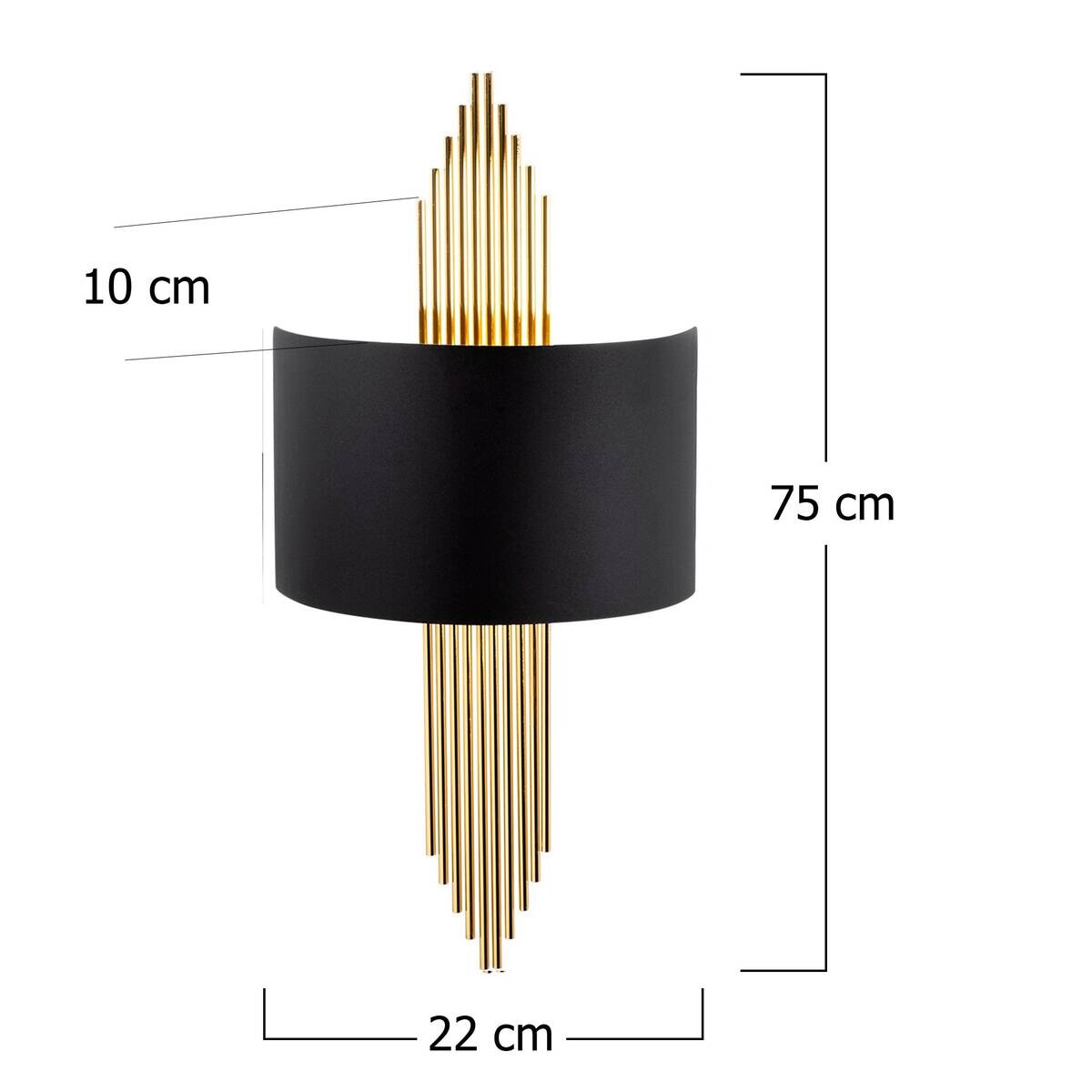 Opviq Wandleuchte Ringel gold schwarz Metall B/H/T/L: ca. 10x22x10x75 cm E27 1 Brennstellen