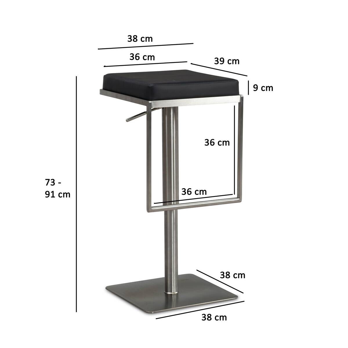 Barhocker schwarz Kunstleder B/H/T: ca. 38x91x39 cm