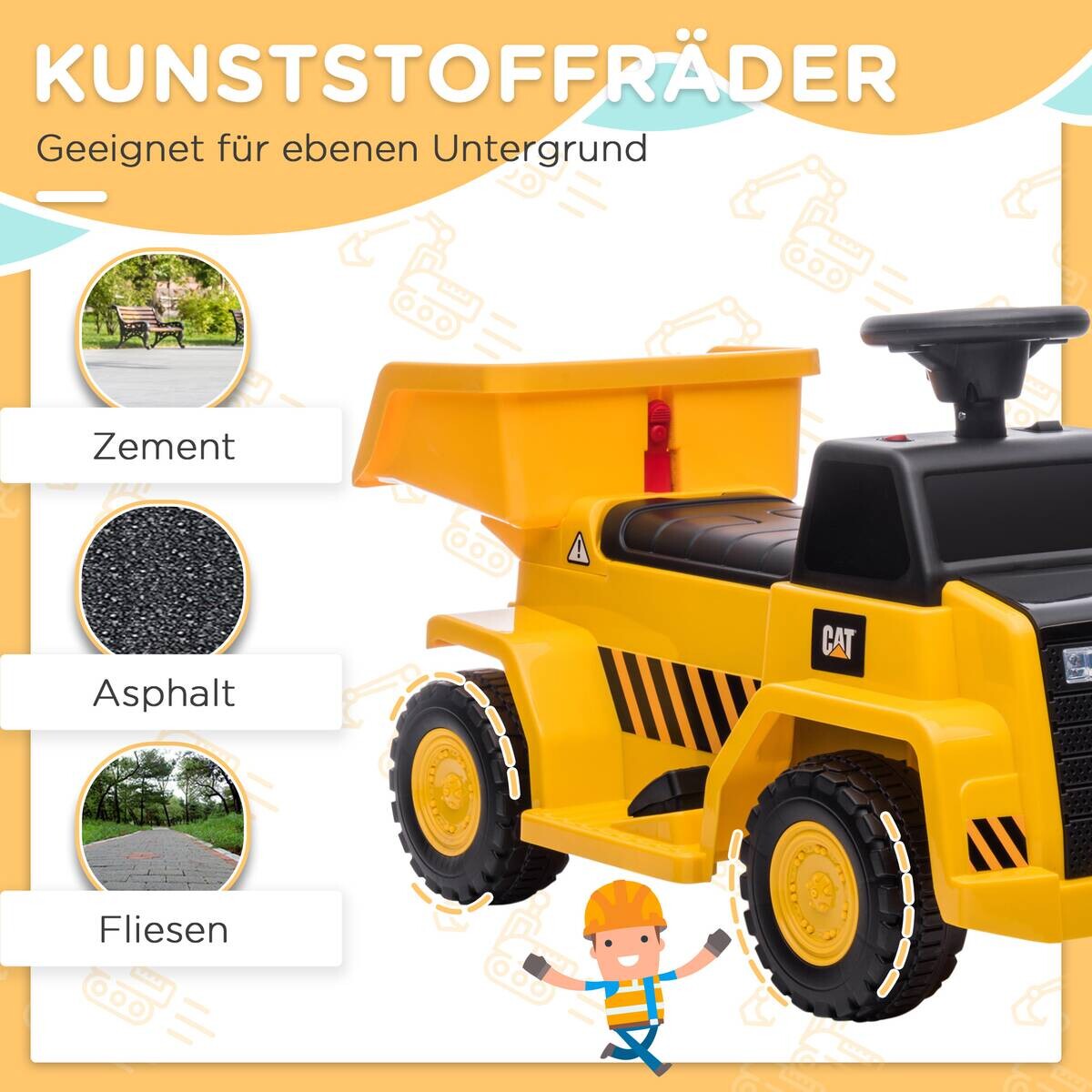 HOMCOM Elektro Kindertraktor gelb B/H/L: ca. 36x74,5x43,5 cm