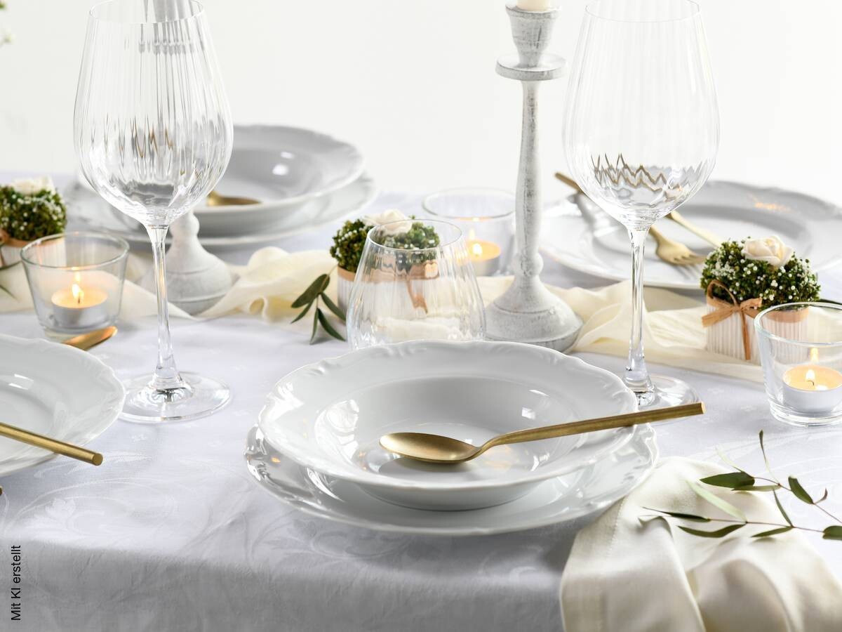 CreaTable Tafelservice Maria Theresia weiß Porzellan 12 tlg