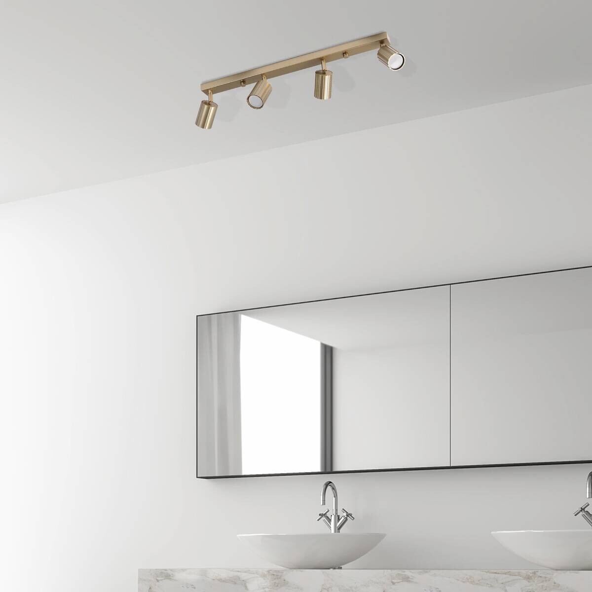 Lamkur Strahler Prisma gold Stahl B/H/L: ca. 6,5x16,5x81 cm 4 Brennstellen