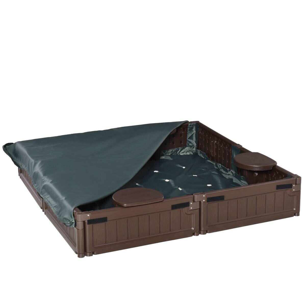 Outsunny Sandkasten braun B/H/L: ca. 123x21x123 cm