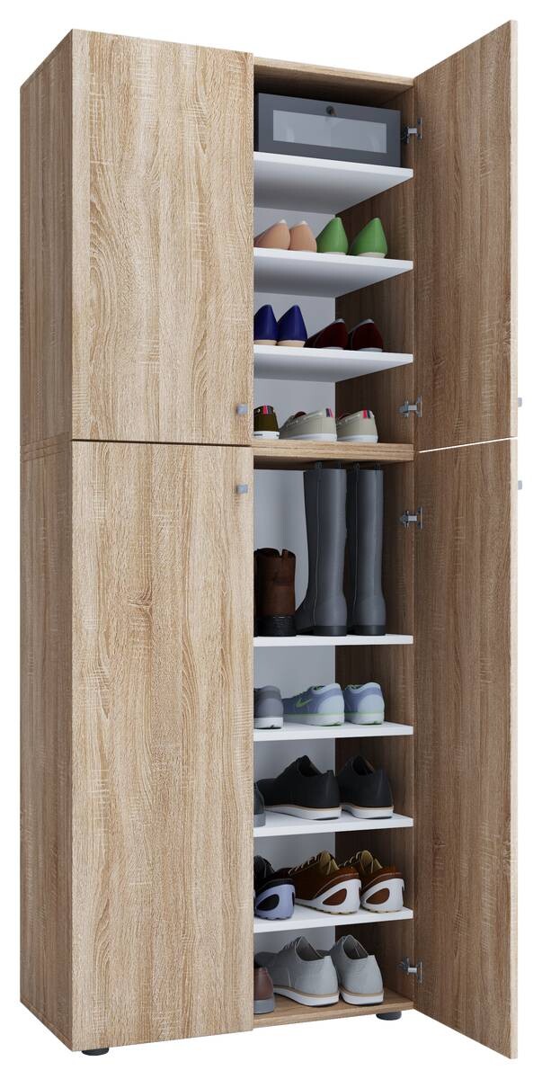 Schuhschrank Lona XXL Eiche Sonoma Nachbildung weiß
