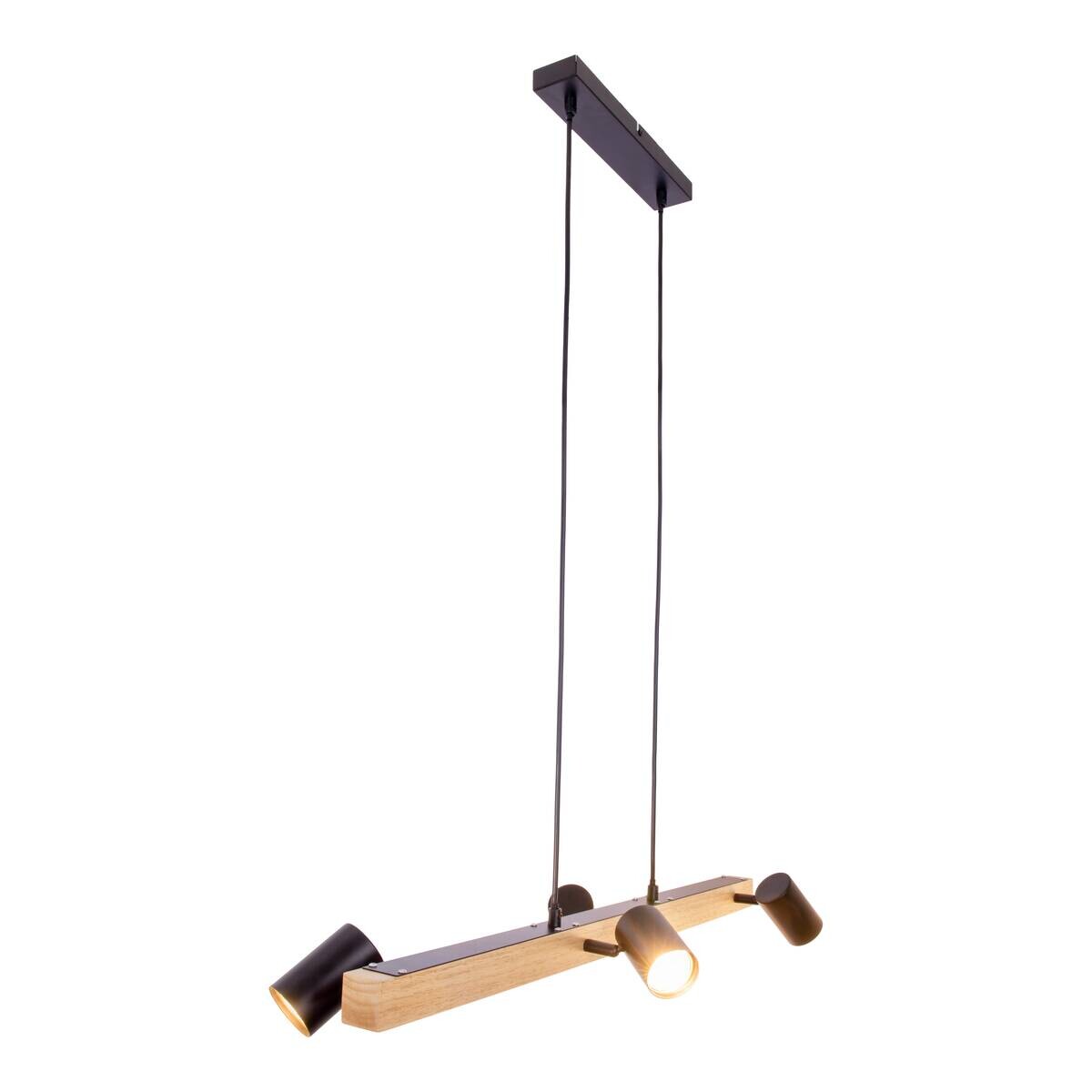 Näve Leuchten Pendelleuchte 7094522 schwarz Holz Metall B/H/T: ca. 24x120x80 cm GU10 4 Brennstellen