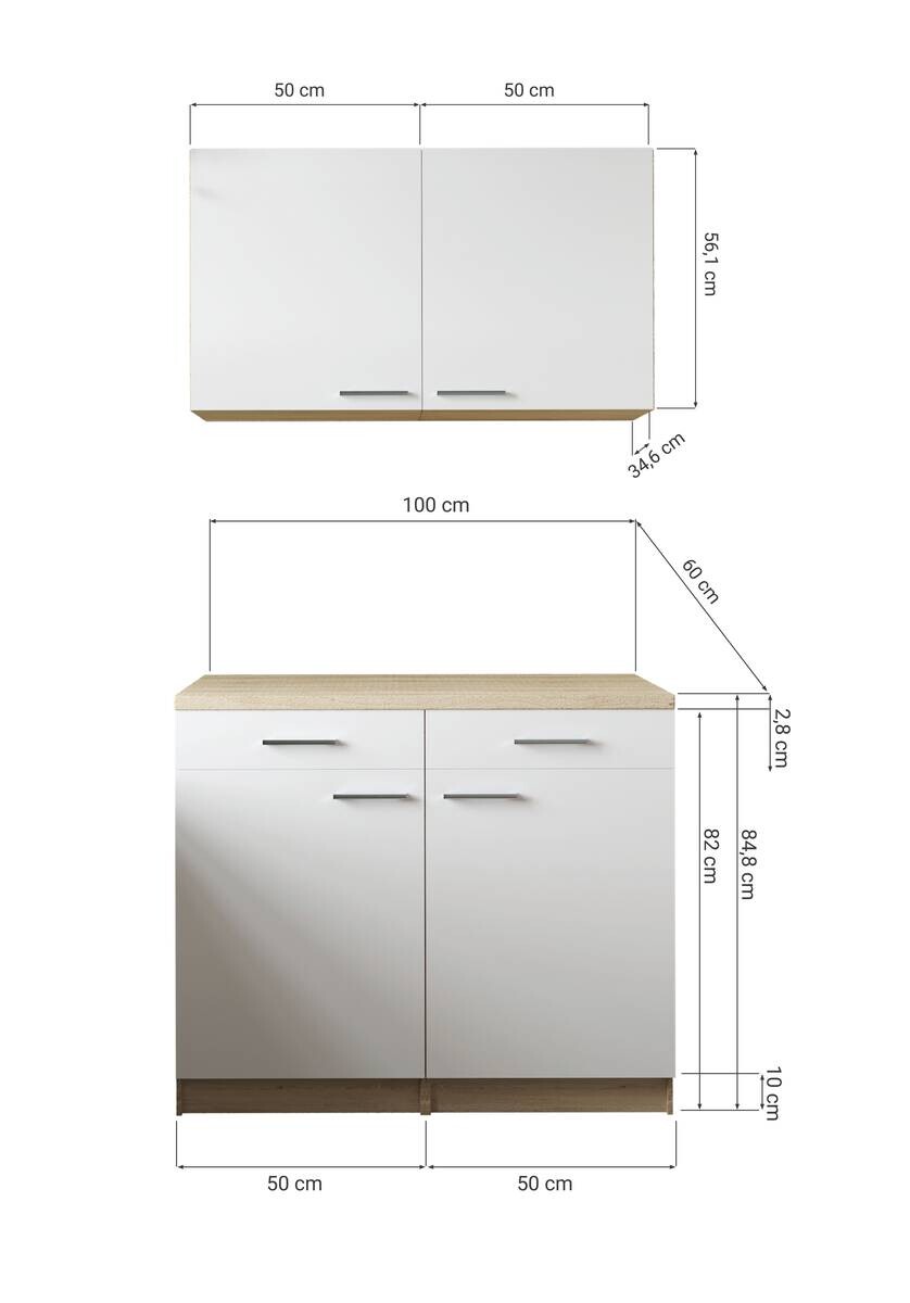 Anbauküchen-Set Merle schwarz B/H/T: ca. 100x200x60 cm