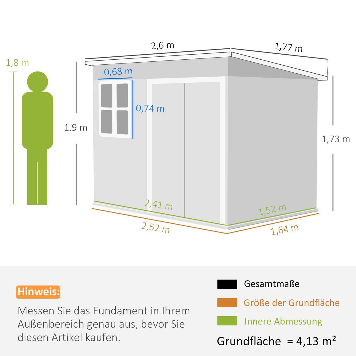 Outsunny Gartenschuppen dunkelgrau B/H/T/L: ca. 177x190x177x260 cm