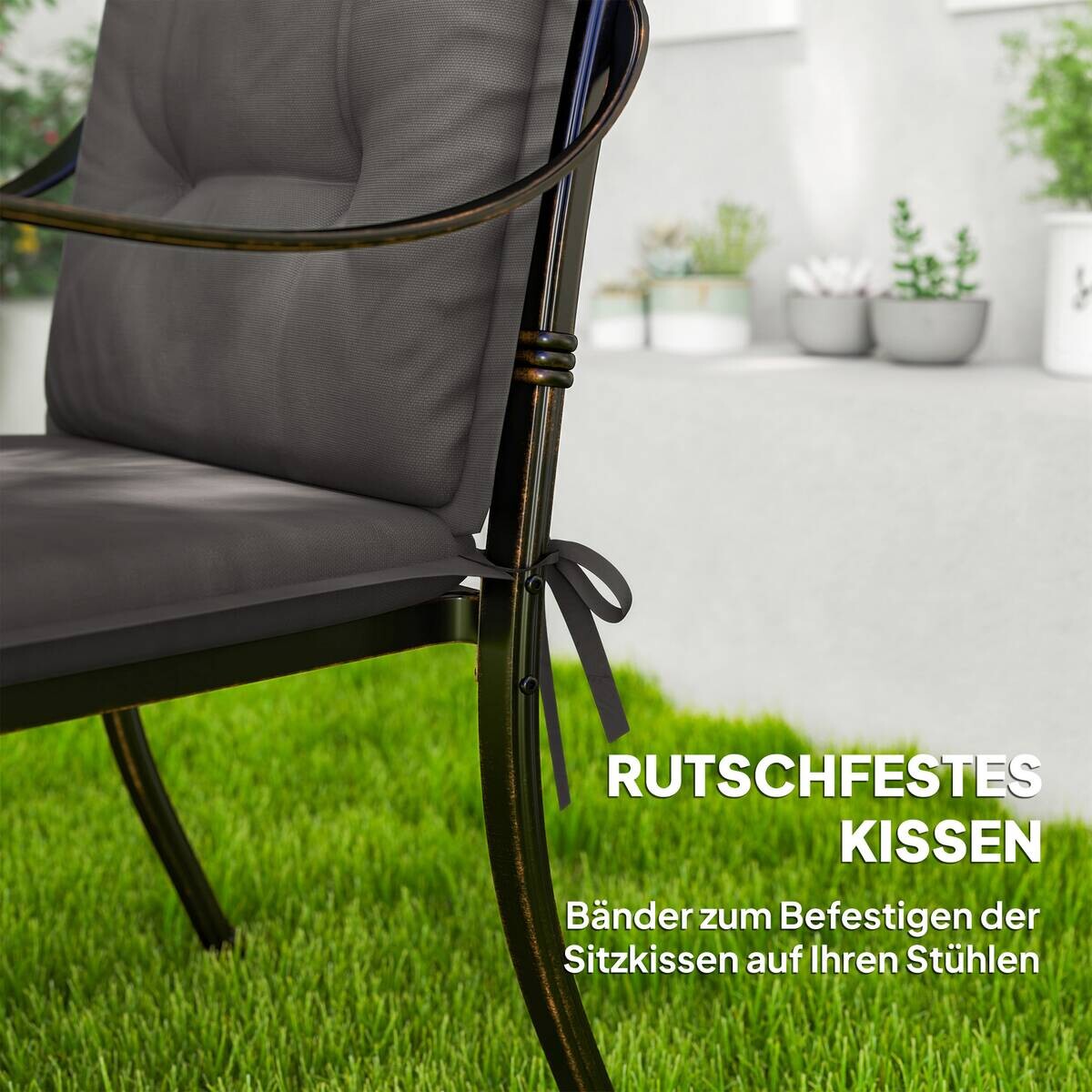 Outsunny Sitzkissen 4er Set dunkelgrau Polyester B/H/L: ca. 50x5x108 cm