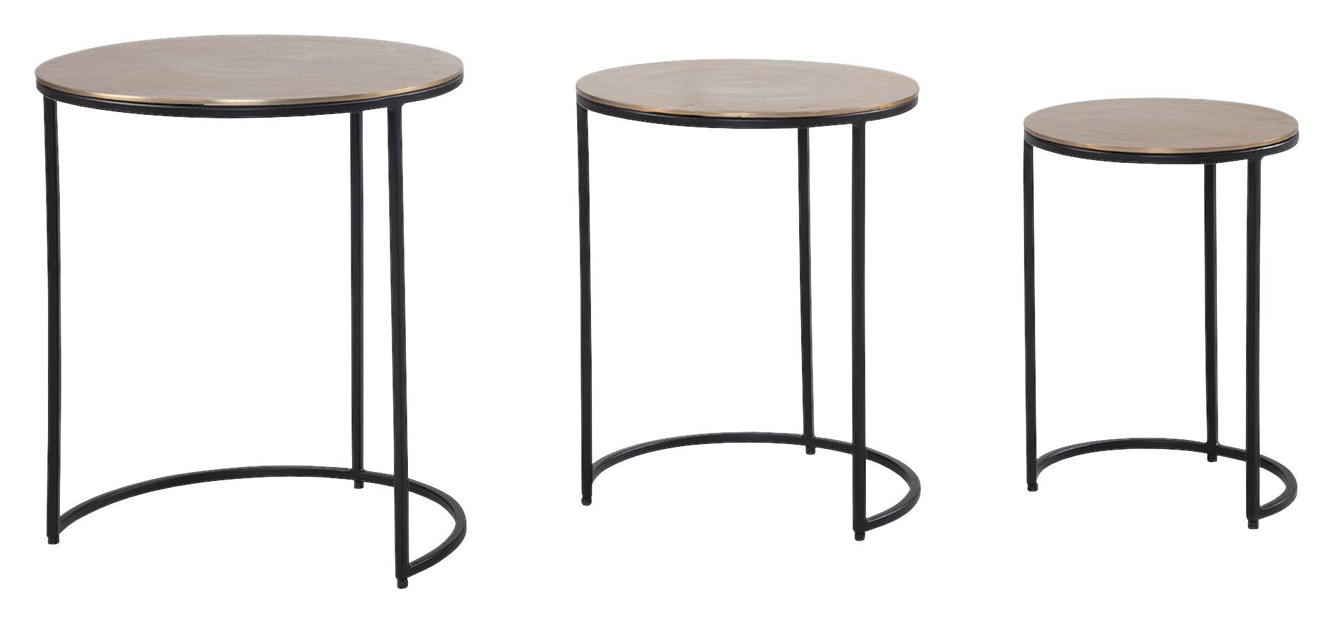Beistelltisch 3er.-Set. gold schwarz B/H/T: ca. 45x55x45 cm