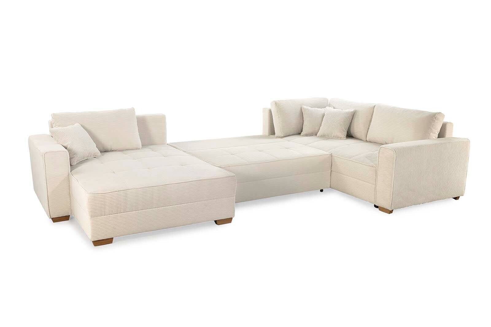 Wohnlandschaft beige Microfaser B/H/T: ca. 379x86x227 cm