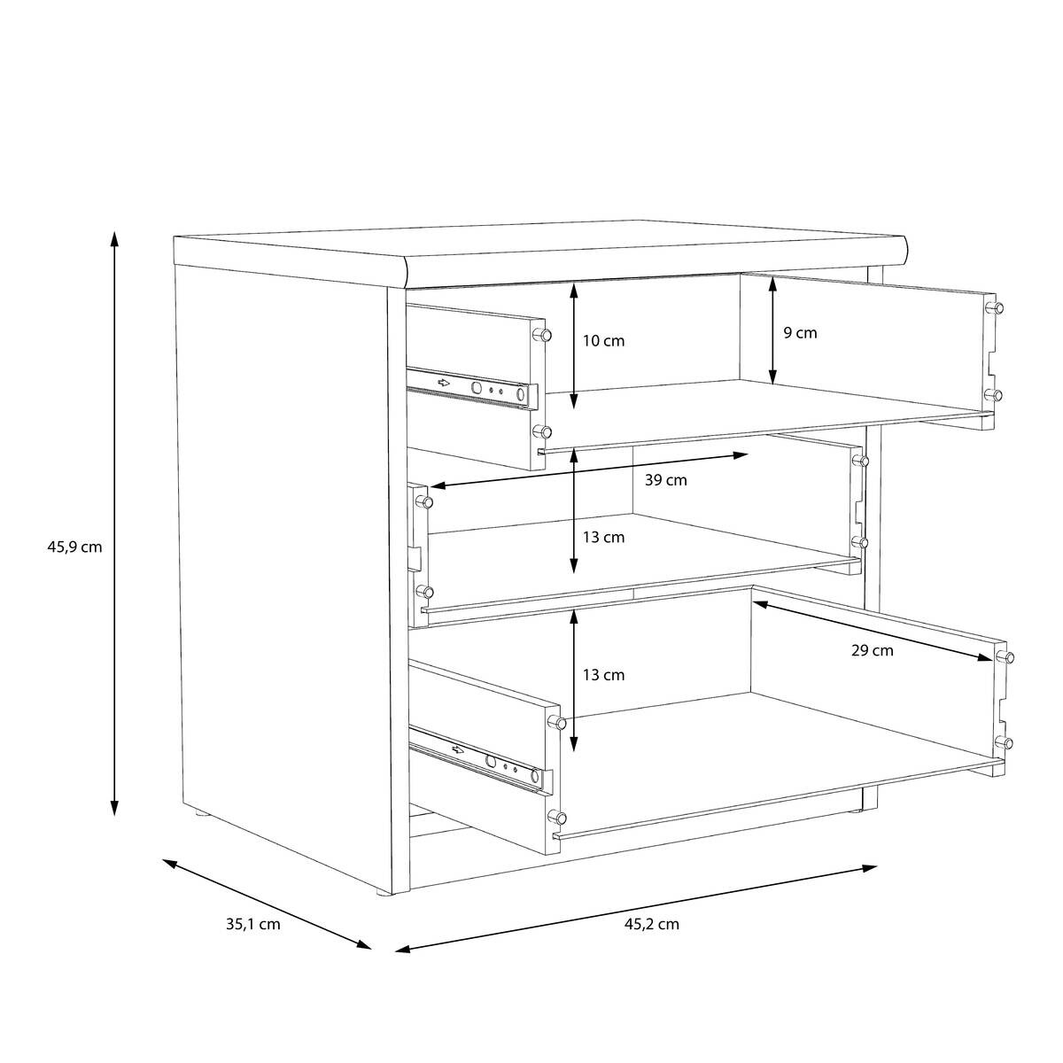Nachtkonsole Eiche Sonoma Nachbildung B/H/T: ca. 45,2x47,6x34,1 cm