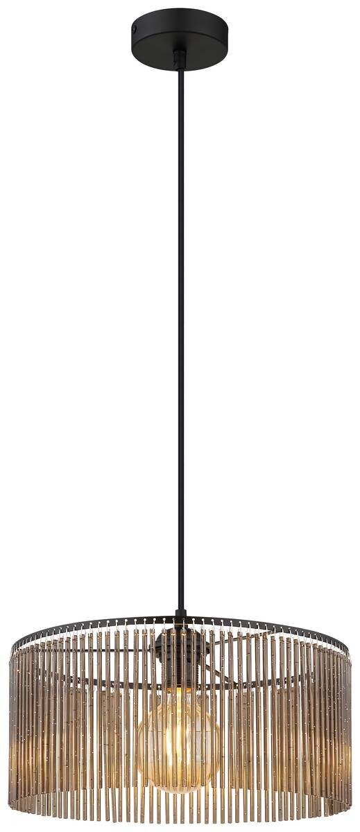 GLOBO Pendelleuchte LEEDS 33080108 Rauch schwarz Metall Kunststoff H/D: ca. 135x35 cm E27 1 Brennstellen