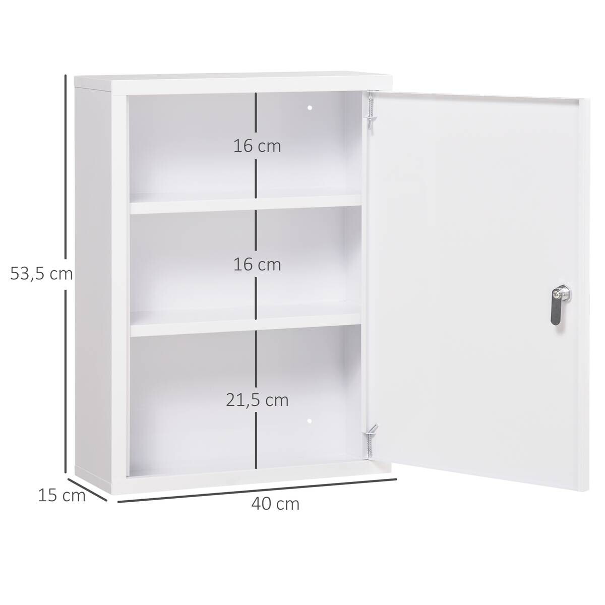 Medizinschrank weiß Edelstahl B/H/L: ca. 15x40x53,5 cm