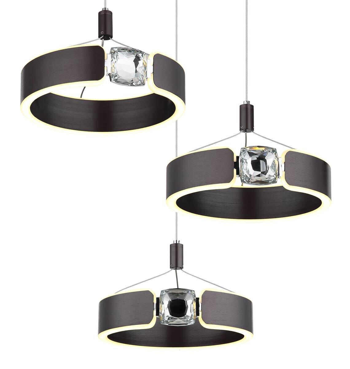 GLOBO LED-Pendelleuchte bronze Opal Metall Acryl H/L: ca. 125x44 cm