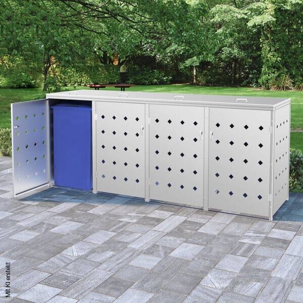 Mülltonnenbox silber B/H/L: ca. 78x115x276 cm