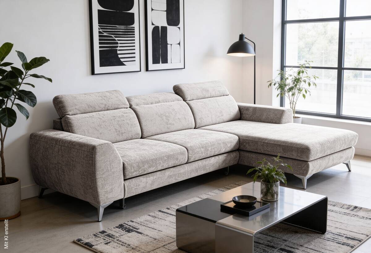 Ecksofa mit Bettfunktion und Bettkasten sand Microfaser B/T: ca. 264x191 cm