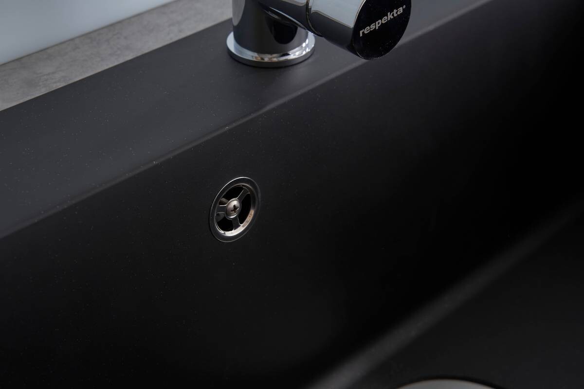 Respekta Einbauspüle Ohio 66 x 50 S schwarz Mineralite B/H/T: ca. 66x21x50 cm