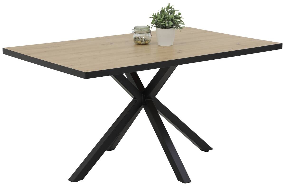Tisch Cleo I Eiche schwarz Holzwerkstoff Metall B/H/T: ca. 140x76x90 cm
