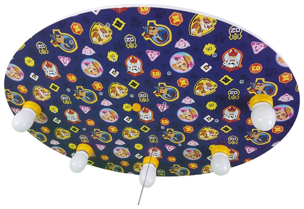 Niermann Deckenleuchte Paw Patrol bunt blau MDF Kunststoff B/H/T: ca. 53x7x71 cm E14 5 Brennstellen