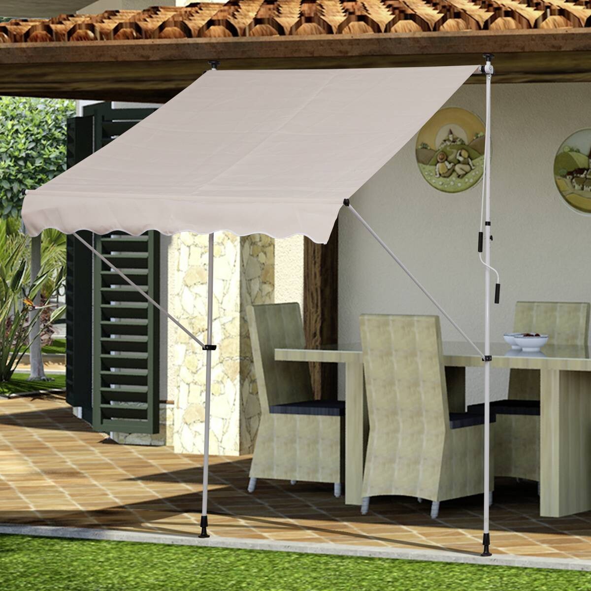 Outsunny Klemm-Markise beige B/L: ca. 200x150 cm