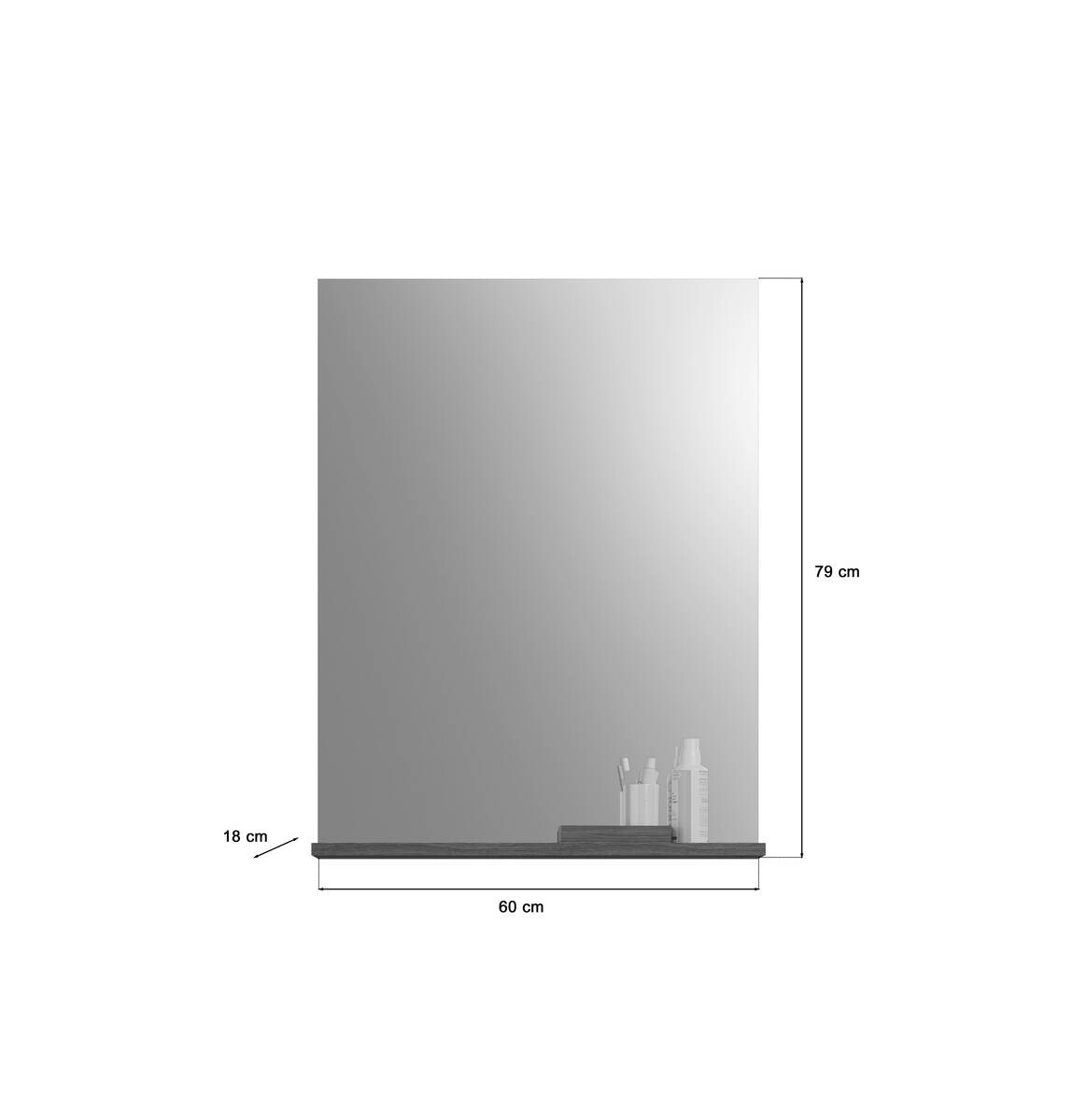 Badezimmer-Set Scout Rauchsilber Nachbildung weiß Hochglanz B/H/T: ca. 60x191x34 cm