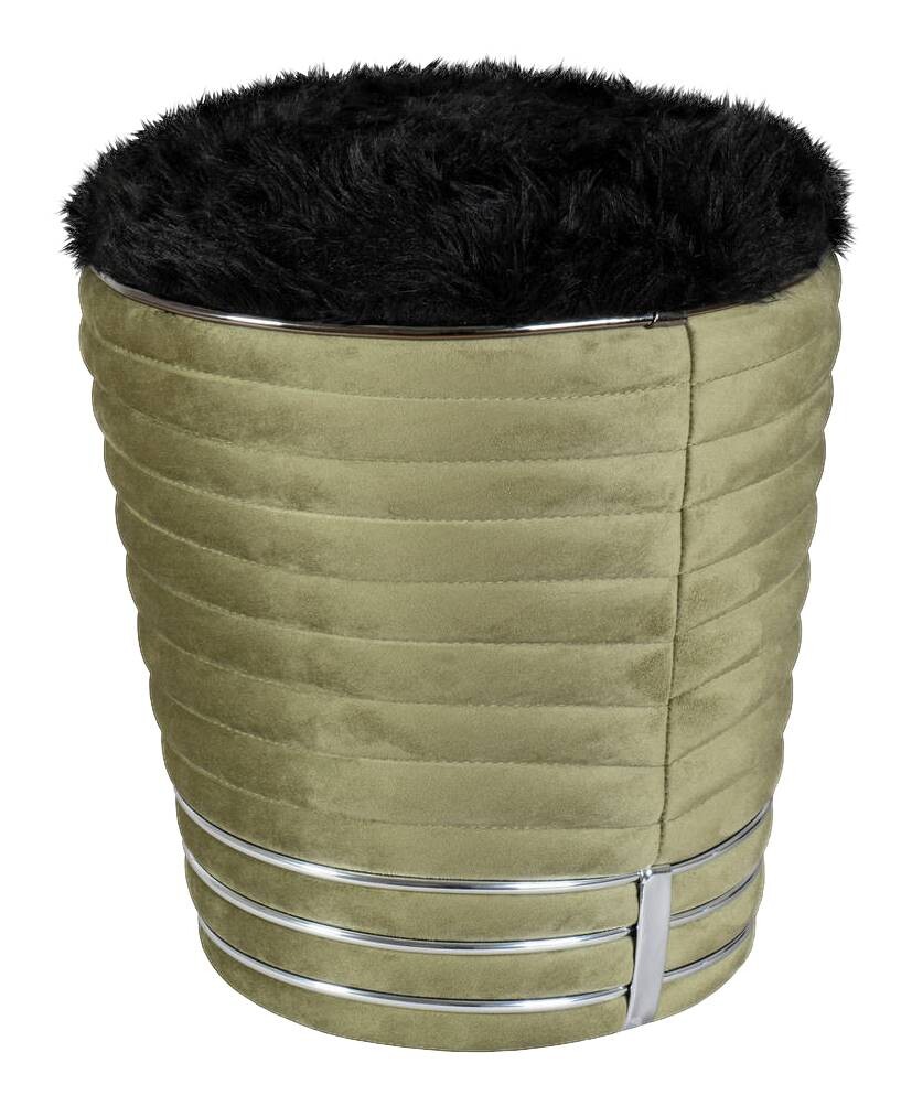 360 Living Hocker Doric 300 grün Graphit H/D: ca. 50x42 cm