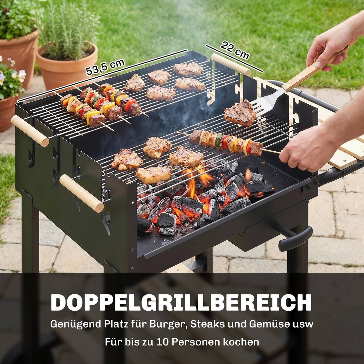 Outsunny Grill Holz B/H/L: ca. 58x82x99,5 cm