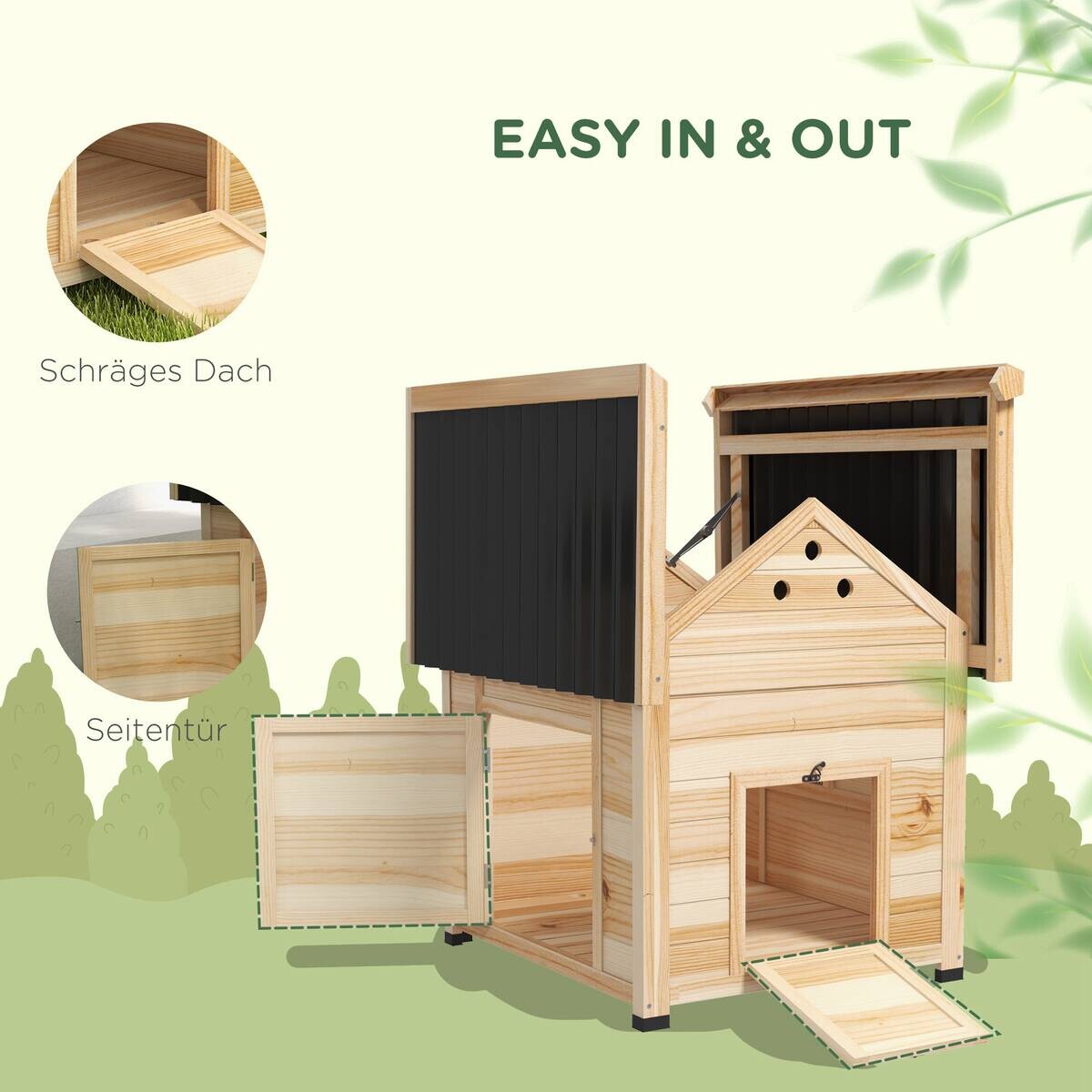 PawHut Tier-Zubehör natur Holz B/H/L: ca. 90x78x92 cm