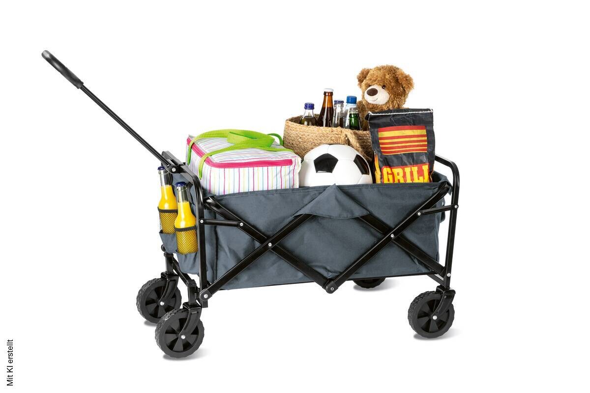 EASYmaxx Bollerwagen grau Metall B/H/L: ca. 14x51,5x64,5 cm