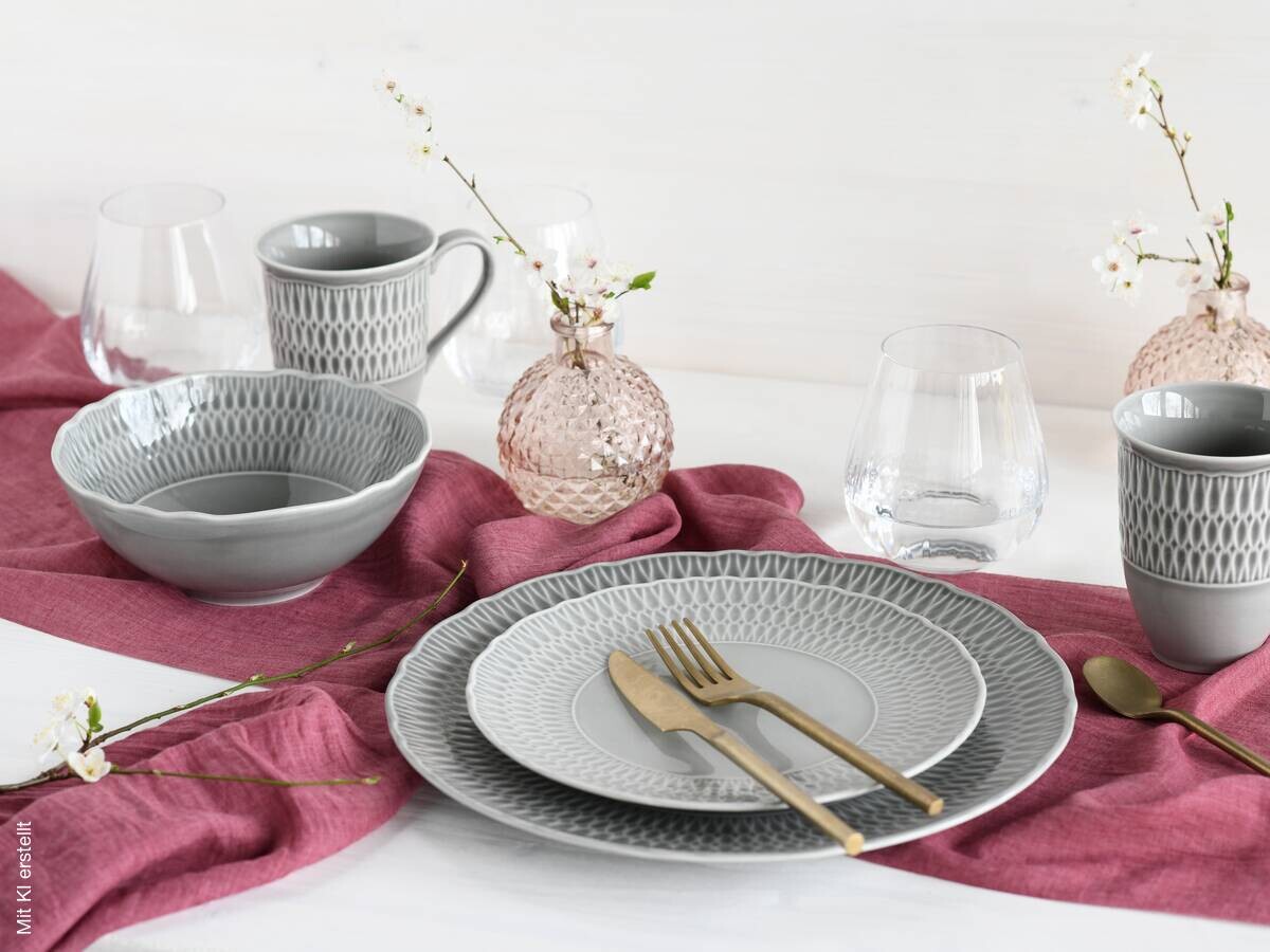 CreaTable Kombiservice Sofia grau Porzellan 16 tlg.