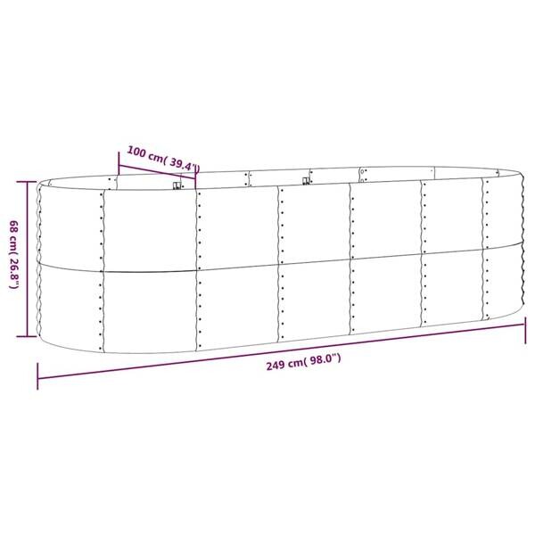 Hochbeet anthrazit Stahl B/H/L: ca. 100x68x249 cm