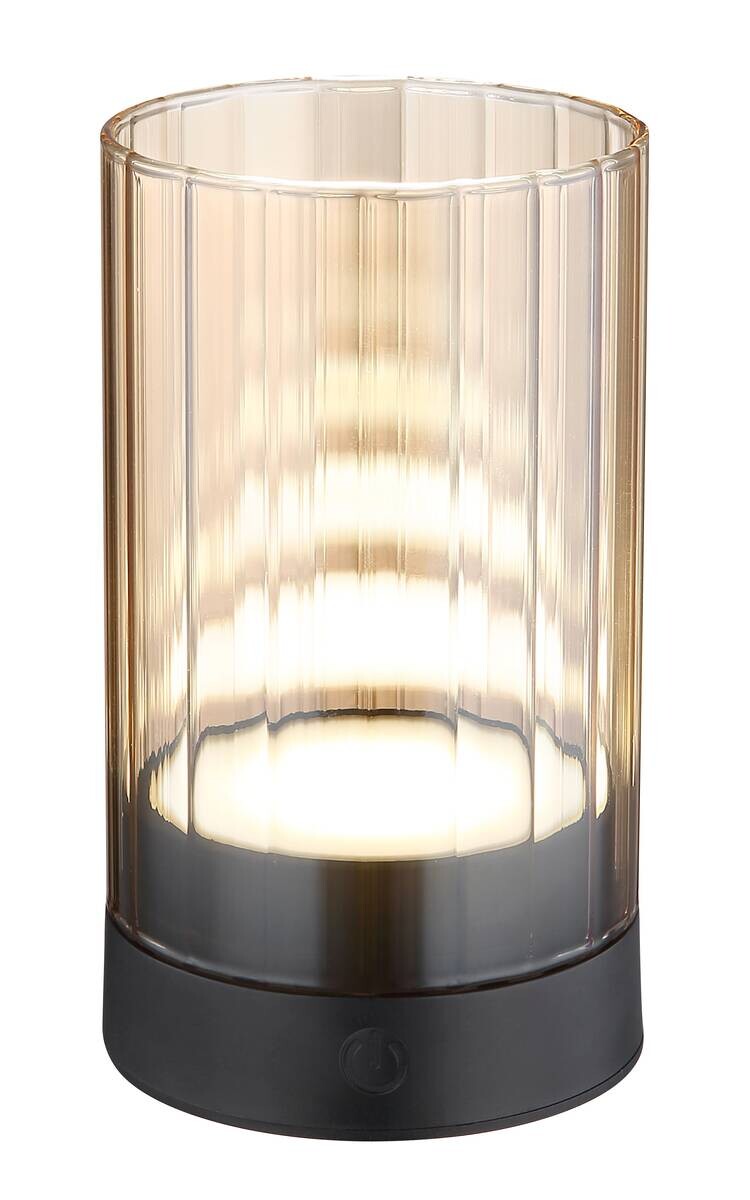 GLOBO LED-Tischleuchte schwarz amber Glas H/D: ca. 14x8 cm