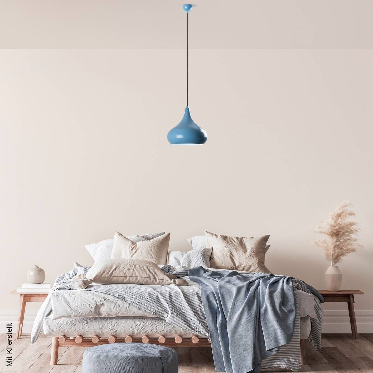 Opviq Pendelleuchte blau B/H/T: ca. 30x126x30 cm E27 1 Brennstellen
