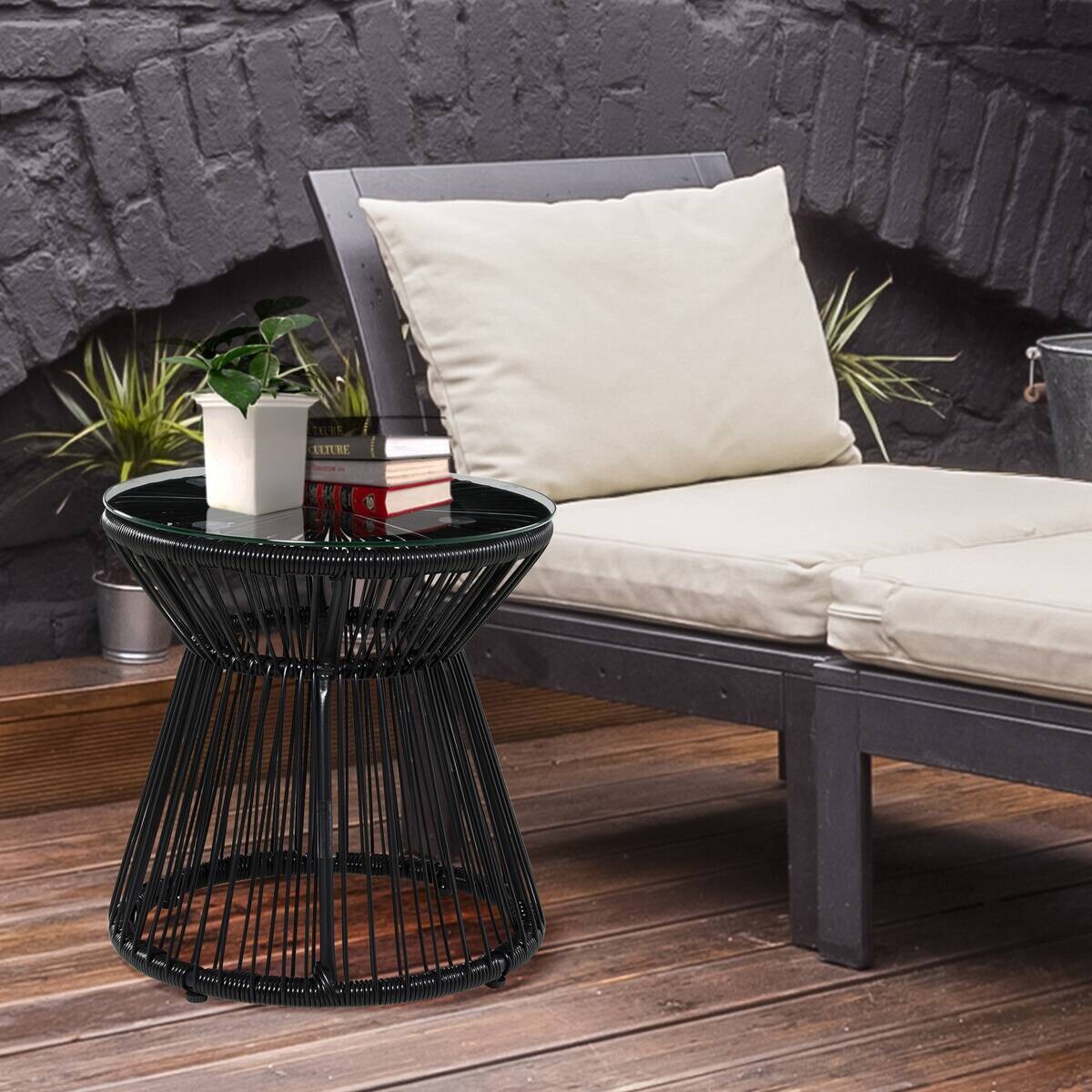 Outsunny Beistelltisch schwarz Eisen B/H/L: ca. 40x40x42 cm