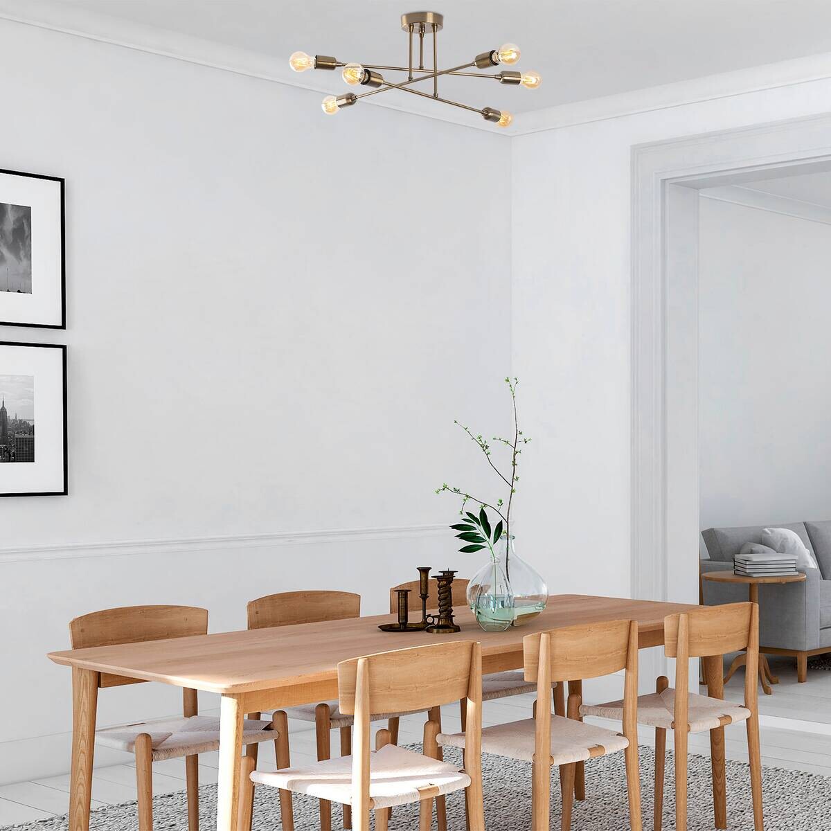 Opviq Deckenleuchte Fleur-1504 B/H/T/L/D: ca. 66x27x66x66x66 cm E27 6 Brennstellen