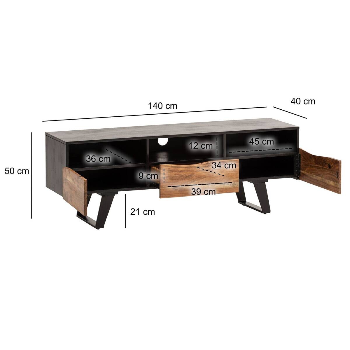 Lowboard schwarz lackiert B/H/T: ca. 140x50x40 cm