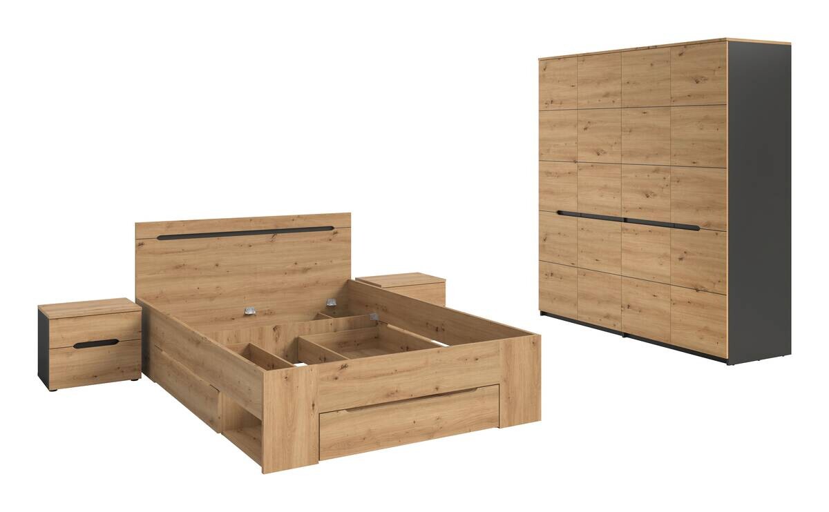 Schlafzimmer CANU, Set basaltgrau Artisan Nachbildung