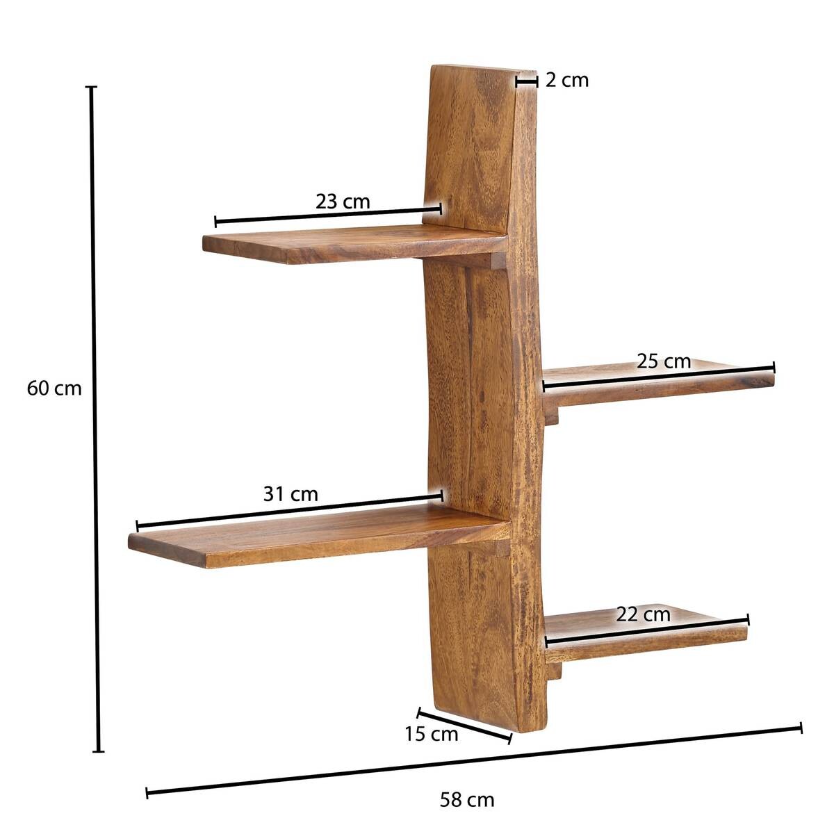 Wandregal rosenholz Holz B/H/T: ca. 58x60x15 cm