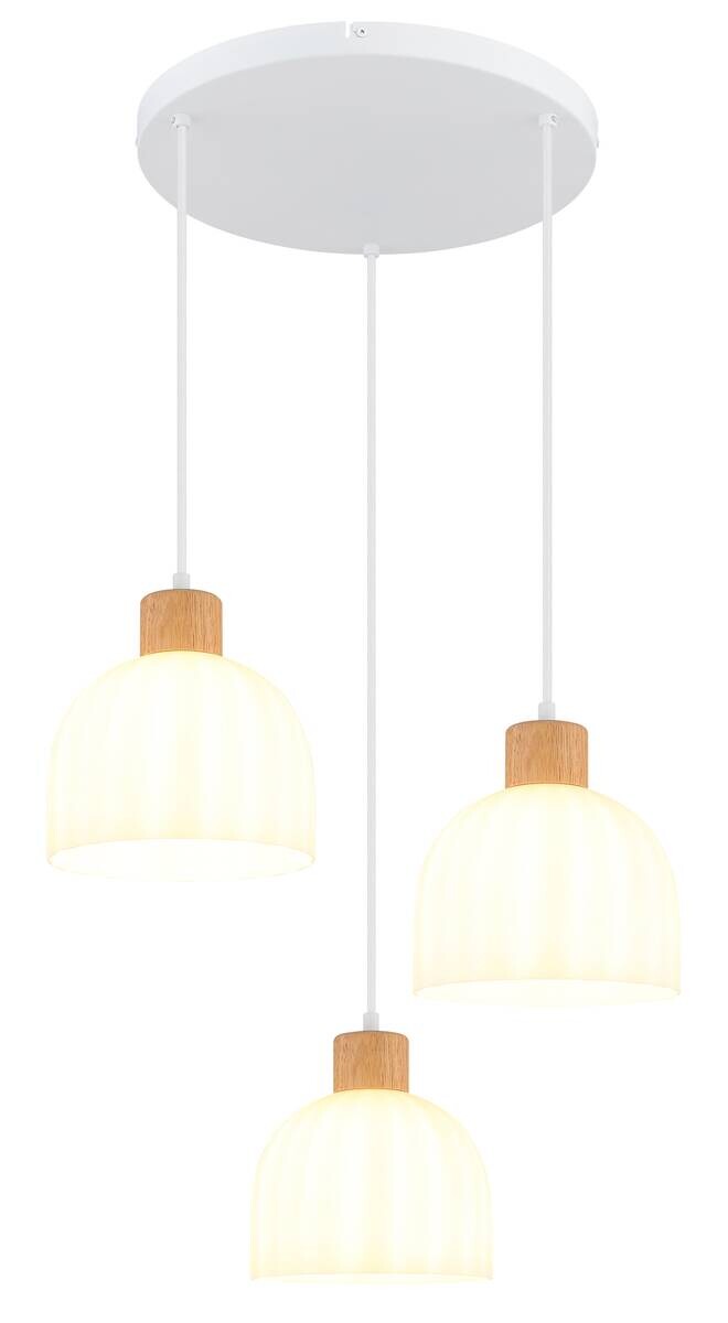 GLOBO Pendelleuchte weiß Opal Metall Glas H/D: ca. 130x51 cm E27 3 Brennstellen