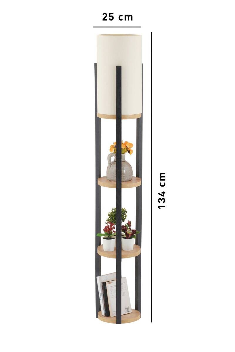 Opviq Stehlampe Circle natur schwarz MDF B/H/L: ca. 21x135x21 cm E27 1 Brennstellen