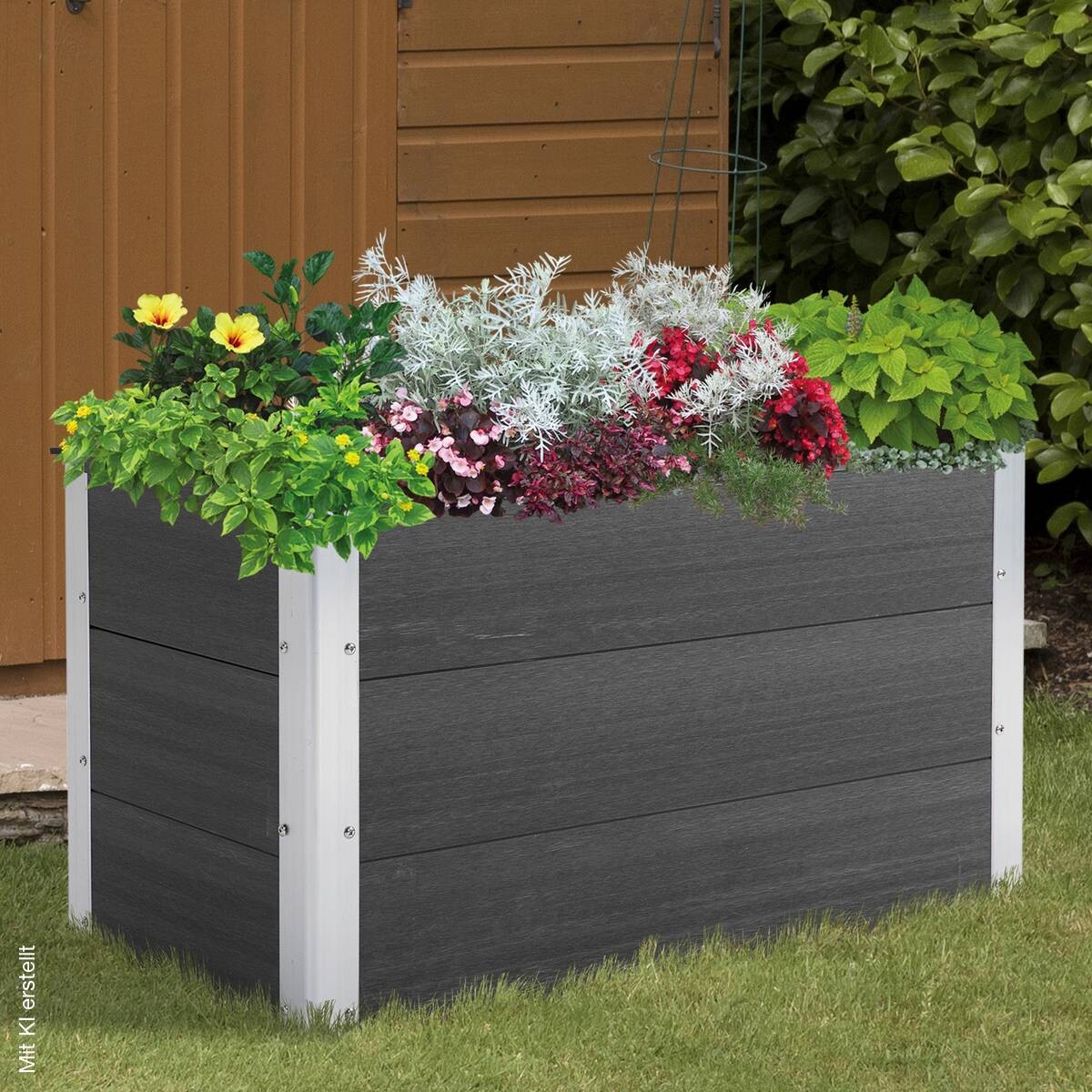 Outsunny Blumenkübel grau Kunststoff B/H/L: ca. 50x50x100 cm