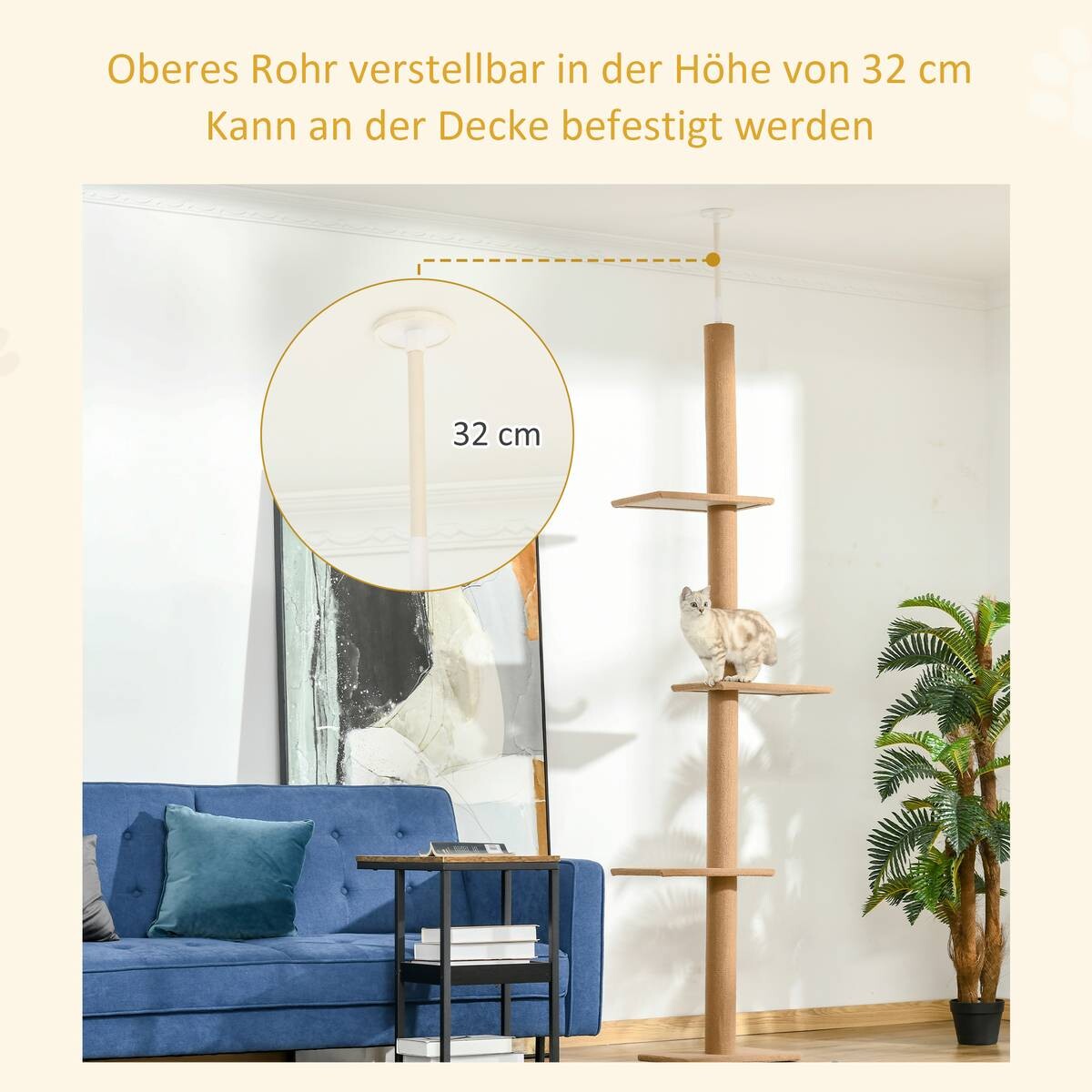PawHut Kratzbaum braun Spanplatte B/H/L: ca. 27x228x43 cm