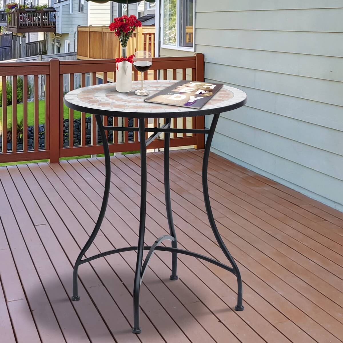 Outsunny Mosaiktisch orange Stahl H/D: ca. 71x60 cm