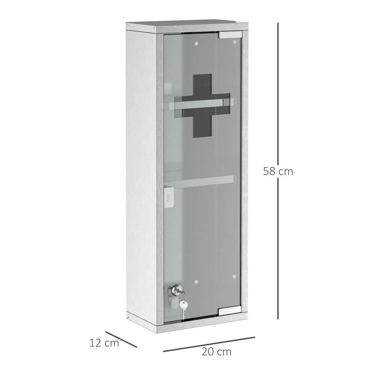 Medizinschrank silber Polypropylen B/H/L: ca. 12x20x58 cm