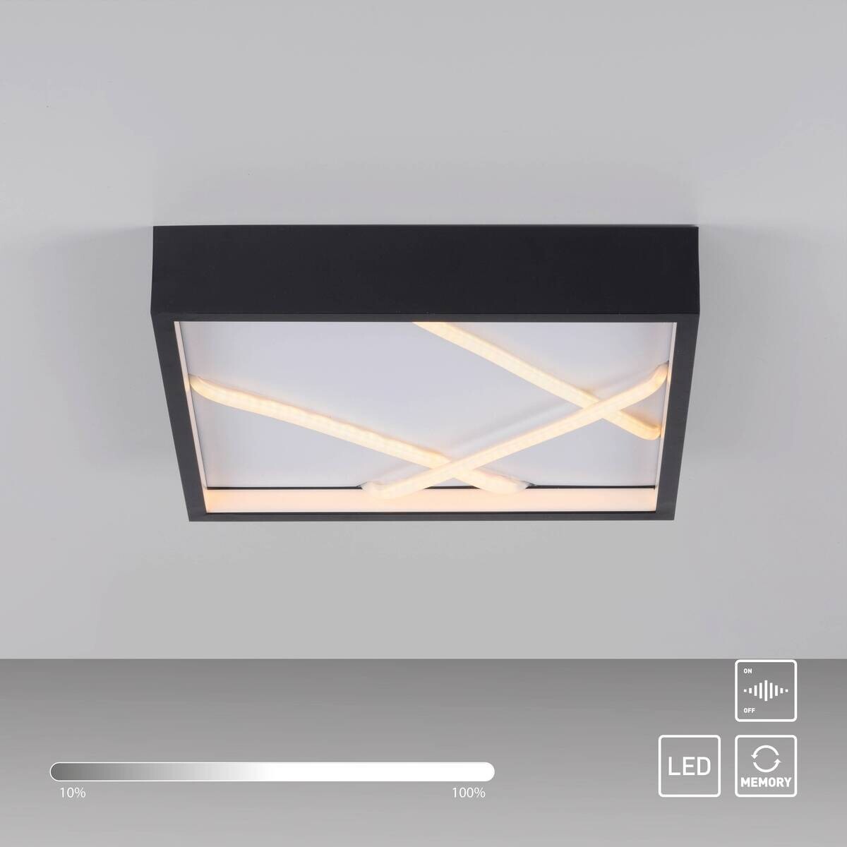 Just Light LED-Deckenleuchte Mikado schwarz B/H/L: ca. 30x5,3x30 cm