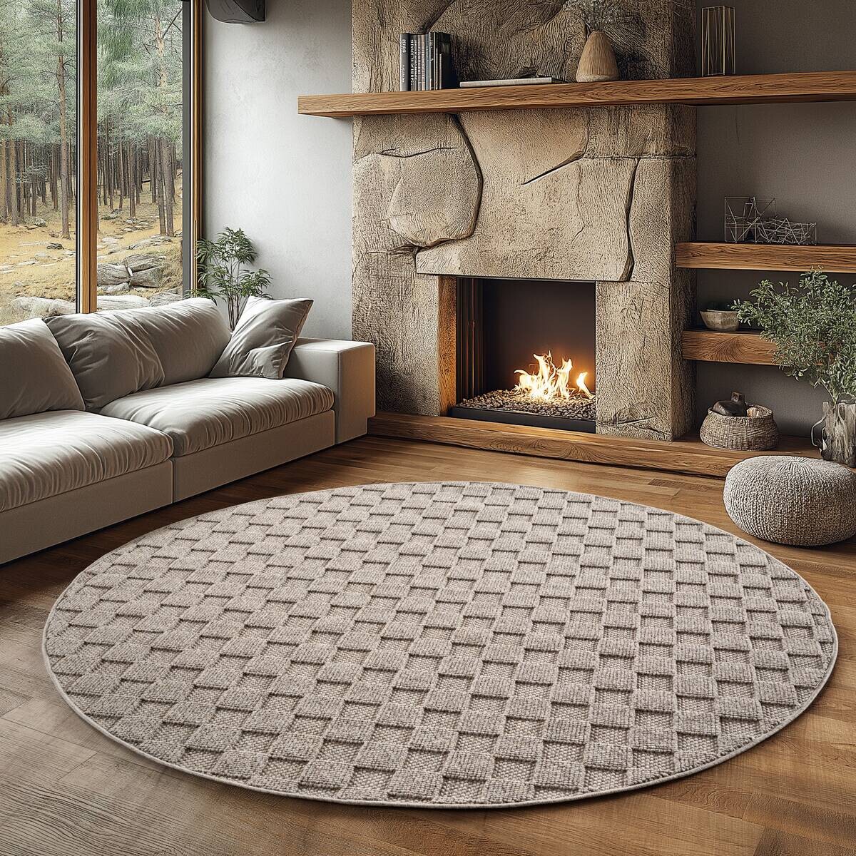 Ayyildiz Kurzflorteppich HELIX beige B/H/L: ca. 160x0,7x160 cm