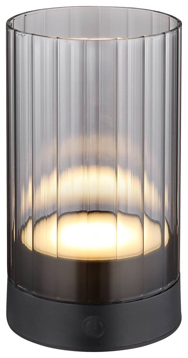GLOBO LED-Tischleuchte Pixy schwarz Rauch Glas H/D: ca. 14x8 cm