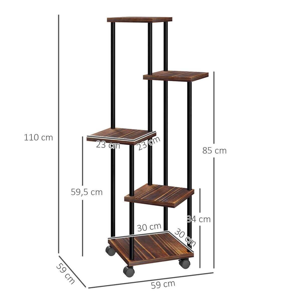 Outsunny Pflanzenständer braun Holz B/H/L: ca. 59x110x59 cm