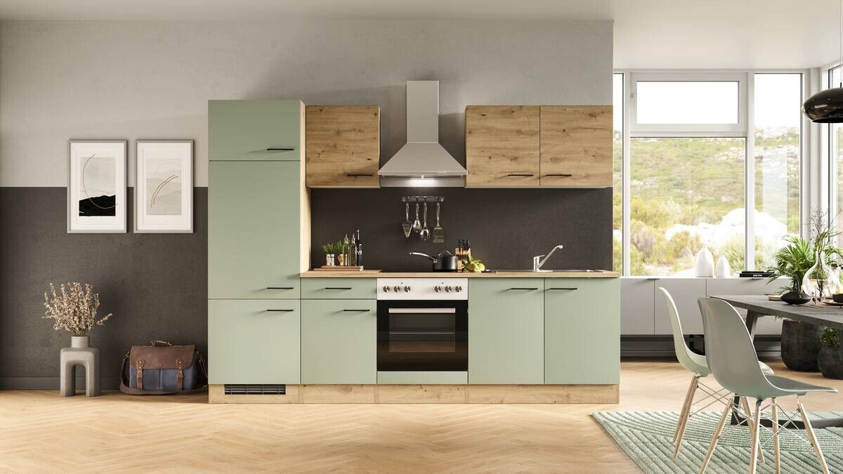 Küchenblock Cara grün matt B/H/T: ca. 270x200x60 cm